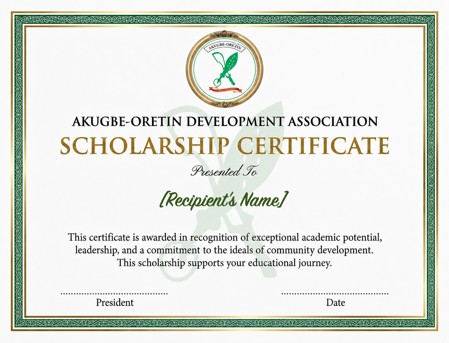 Scholarship Program scholarship certificate