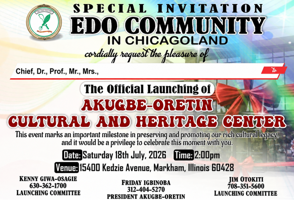 The Official Launching of the Akugbe-Oretin Cultural and Heritage Center launching flyer